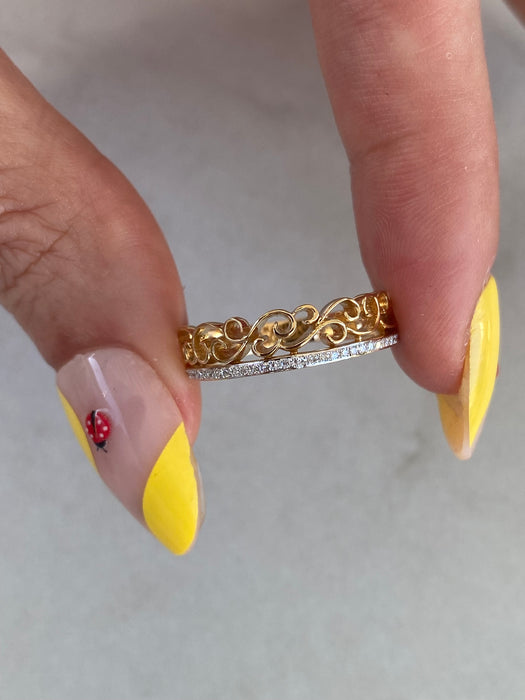 14K Gold Diamond Crown Ring Size 6