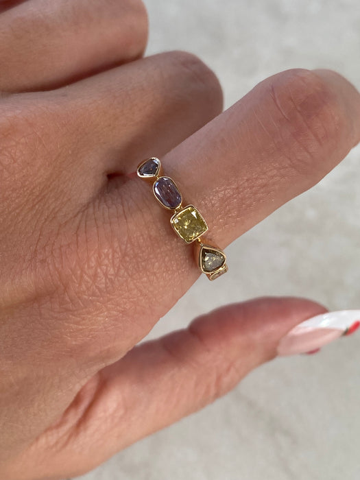 14K Gold Fancy Color Diamond Bezel Ring – 1.06 TCW