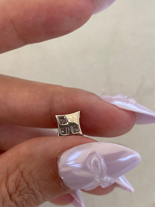 Vintage 18K White Gold Invisible-Set Princess Cut Diamond Slider Pendant