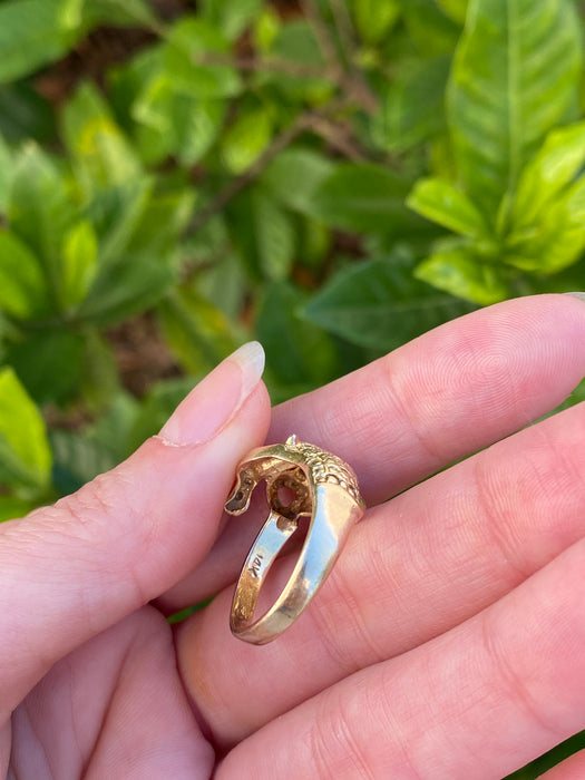 14k jaguar ring garnet eyes size 7.25