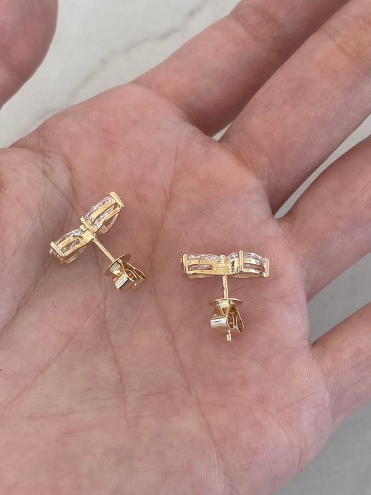 14K Gold 2.20 CTW Lab Diamond Pear Ear Climber Earrings