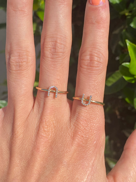 14k diamond letter u ring size 6.5
