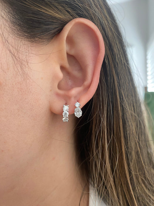 14K White Gold Natural Diamond Huggie Earrings – 1.05 TCW