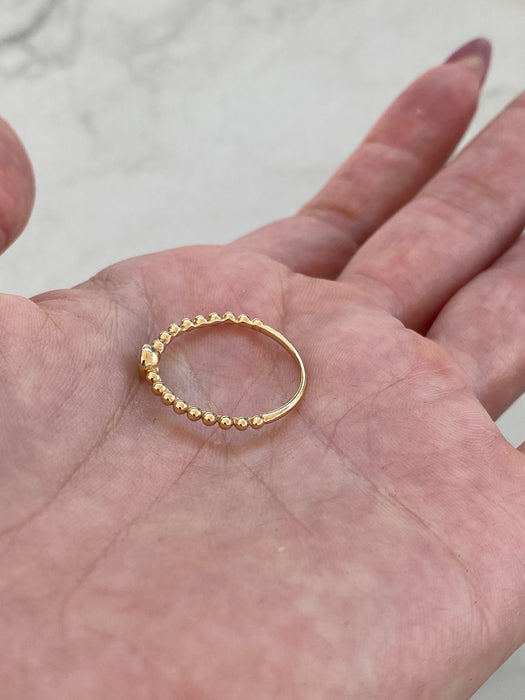 14K Gold Beaded Bezel-Set Lab Diamond Ring