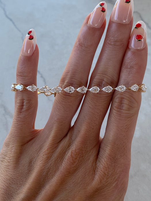 14K Gold Pear Step-Cut Lab Diamond Tennis Bracelet — 7.70 TCW