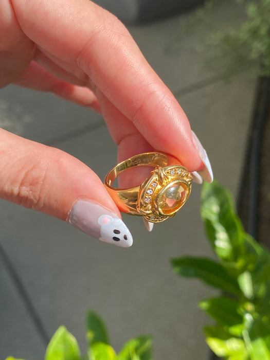 18k cabochon citrine diamond ring size 6