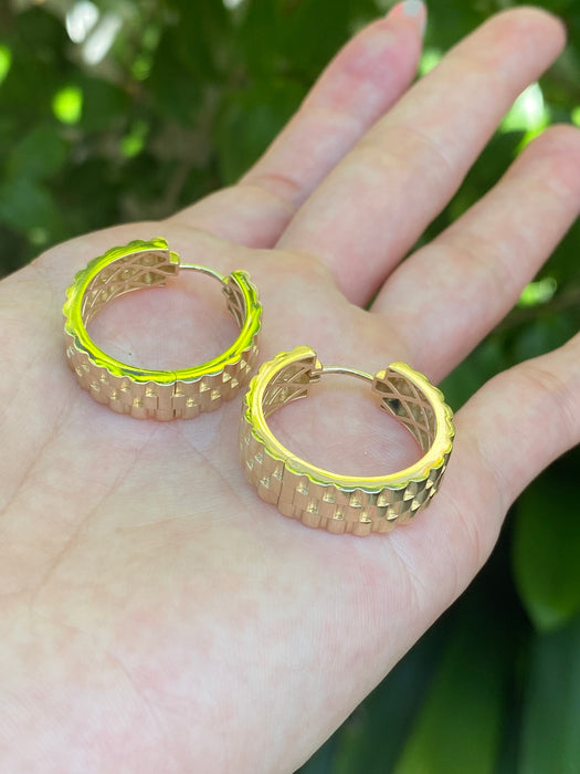 14k riveted link hoop earrings
