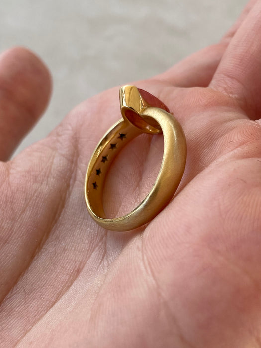 Vintage 18K Imperial Topaz & Diamond Ring
