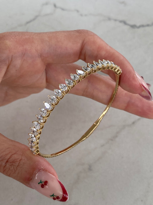 14K Flexible Pear Lab Diamond Bangle Bracelet – 5 CTW