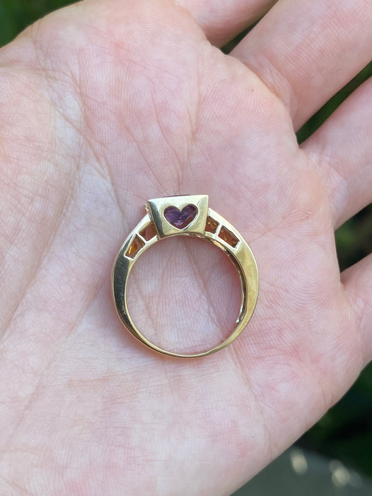 14k amethyst citrine heart ring size 7.25