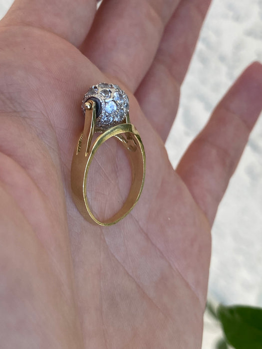 14k CZ ball spinner ring size 7.25