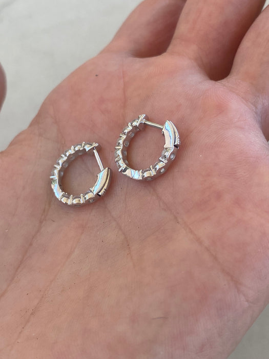 14K White Gold Inside-Out Lab Diamond Huggies
