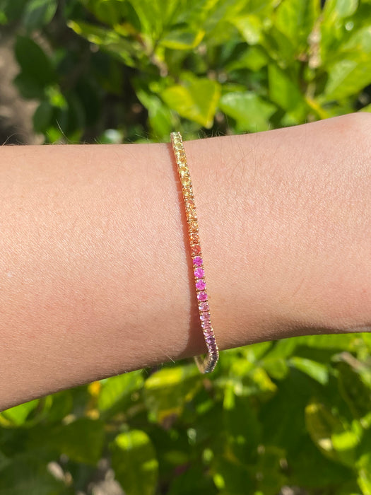 14k rainbow bracelet 7”