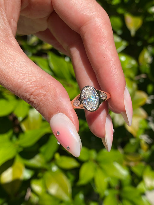 14K Gold 2.69 Carat Oval & Pear Lab Diamond Ring