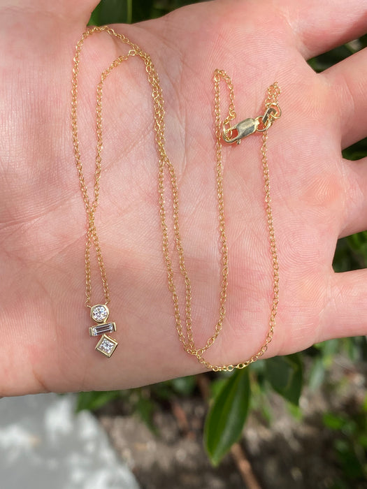10K Yellow Gold Multi-Cut Lab Diamond Vertical Bar Necklace – 0.25 TCW