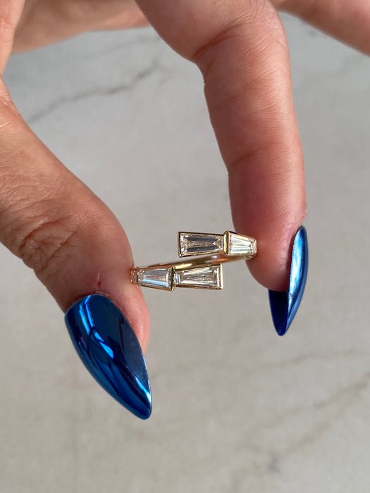 14K Tapered Baguette Lab Diamond Bypass Ring