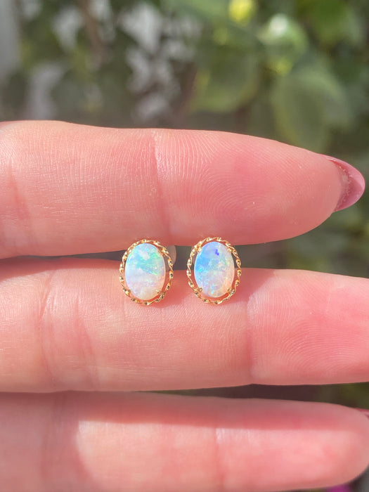 18k opal stud earrings