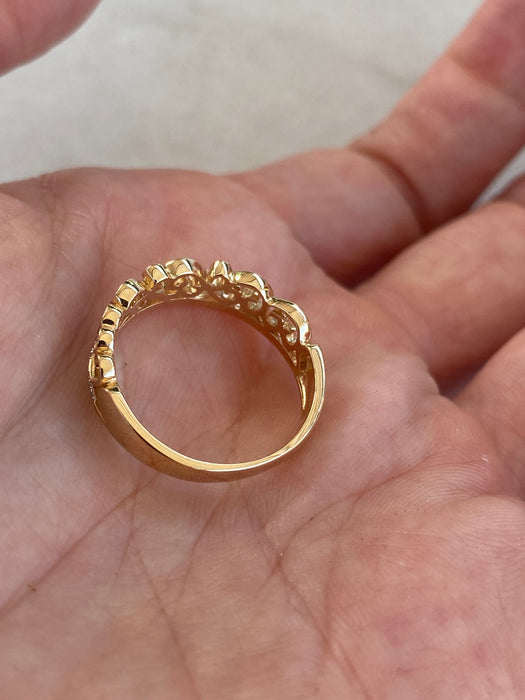 14K Gold Diamond Crown Ring Size 6