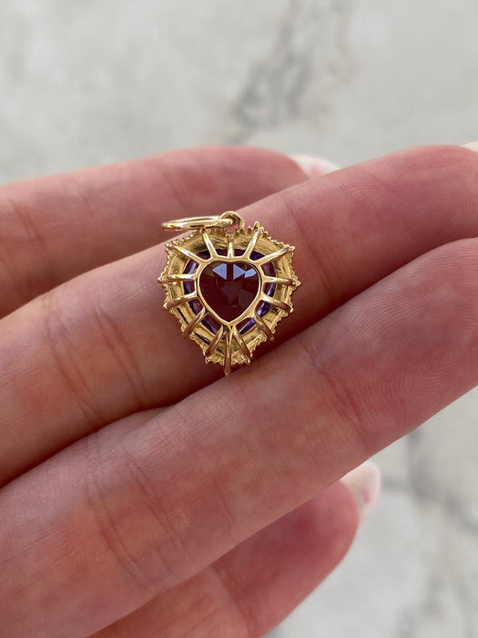 14K Natural 3.3 Carat Amethyst Heart Charm
