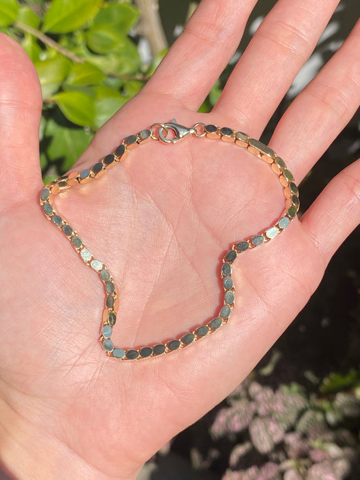 14k barrel oval bracelet 8.75”