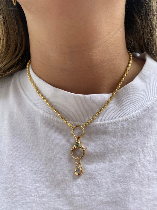 14K Gold Bezel-Set Pear Gemstone Shield Pendants