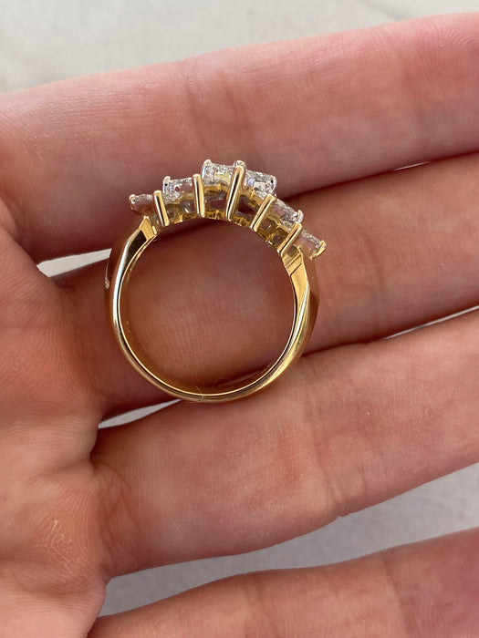 Vintage 14K Gold Princess Cut Diamond Cluster Ring – 1.50 TCW – Size 6.25