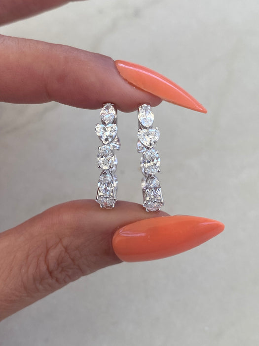 14K White Gold Inside-Out Lab Diamond Hoop Earrings – 3.60 CTW