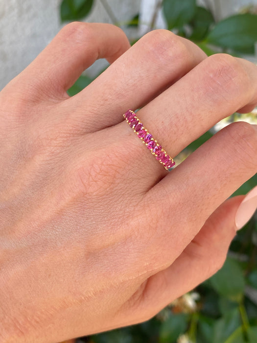 14k Gold Half Eternity Pear Ruby Ring