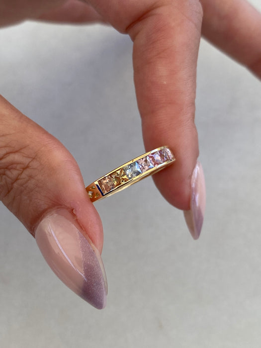 18K Pastel Sapphire Half Eternity Ring