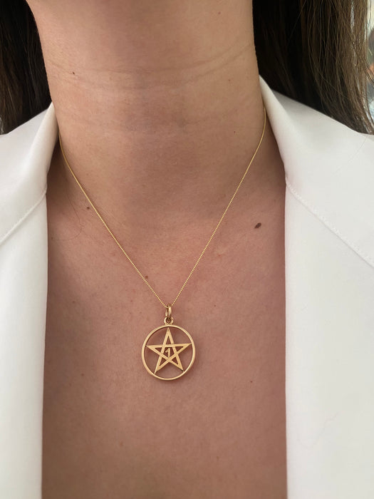 14k star circle number 1 pendant