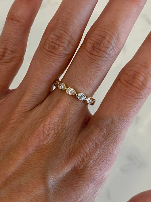 14K Gold Bezel Set Pear Cut Lab Diamond Ring – 0.70 CTW