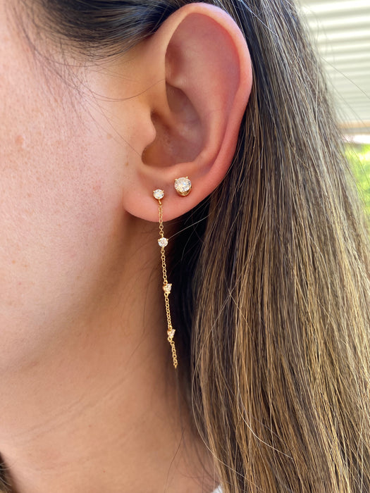 14K Gold Lab Diamond Drop Dangle Earrings