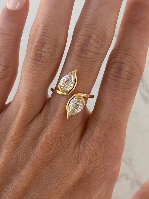 14K Bypass 2.20ct Step-Cut Pear Lab Diamond Ring