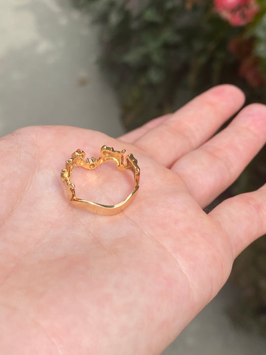 Custom preorder 14k dancing kitty cat ring