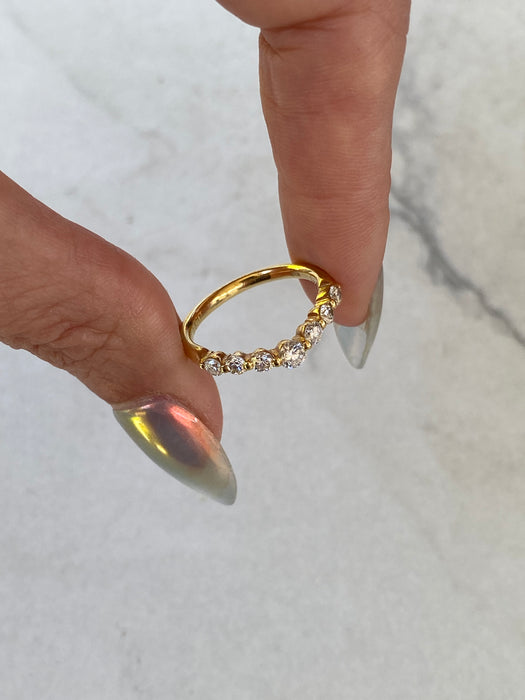 Vintage 18K Gold Natural Diamond Chevron Ring – 0.51 TCW