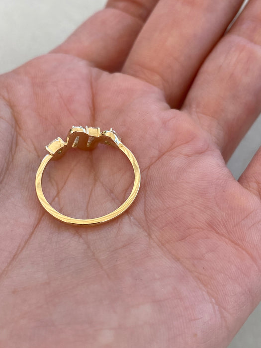 14K Gold Lab Diamond Baguette Trillion Wavy Ring
