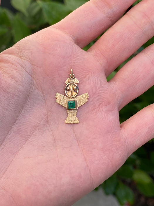 18k emerald Aztec figure charm