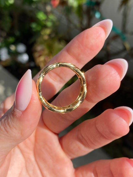 Vintage 18K Gold Diamond Baguette Curb Link Ring – 1.50 TCW | Size 8.5