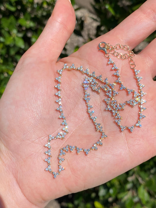 14k Gold 3.3 Carat Diamond Floral Tennis Necklace