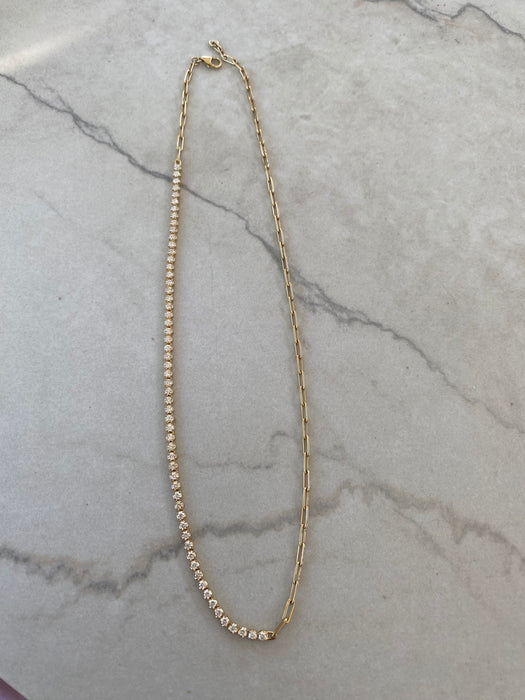14K 1.8 TCW Natural Diamond & Paperclip Link Necklace 17”