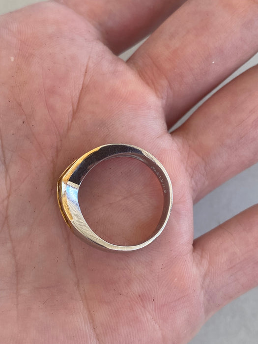 Vintage Platinum 900 & 18K Yellow Gold Chevron Diamond Ring