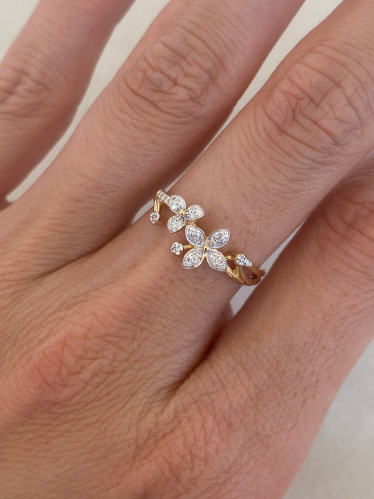 14K Natural Diamond Flower Ring
