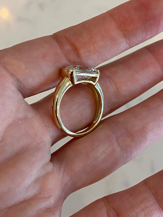 14K Gold Old Mine Cut Elongated Cushion Lab Diamond Ring – 4.05 Carat IGI Certified
