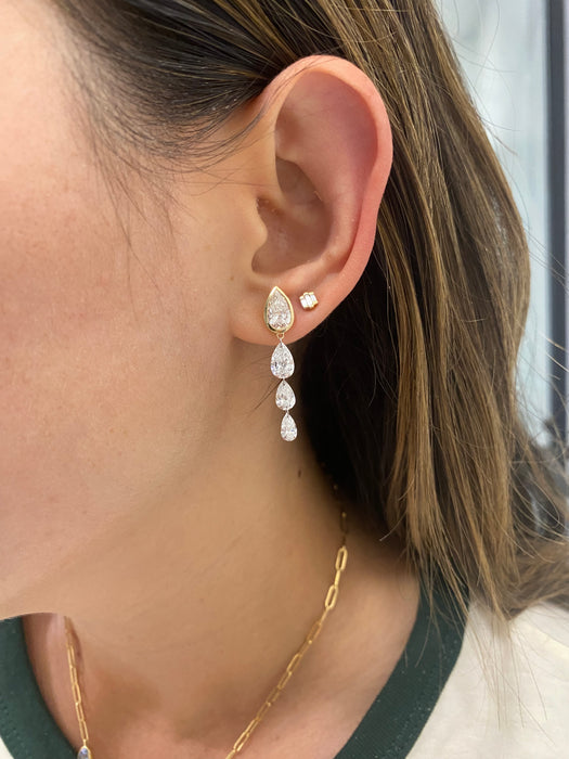 14K Gold 5.13 Carat Floating Pear Lab Diamond Drop Earrings