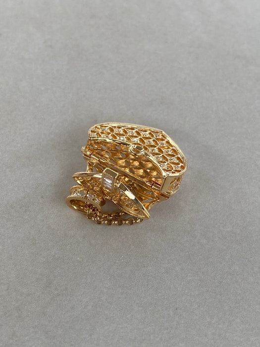 Vintage 18K Gold Natural Diamond Purse Articulating Charm