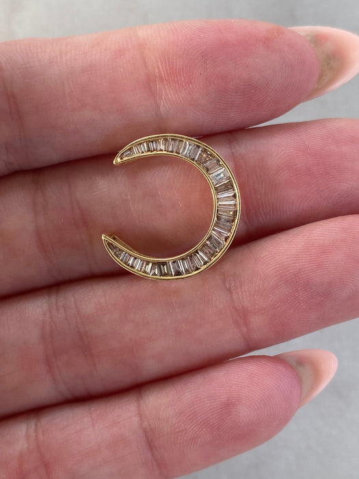 Vintage 18K Diamond Crescent Moon Slider Charm