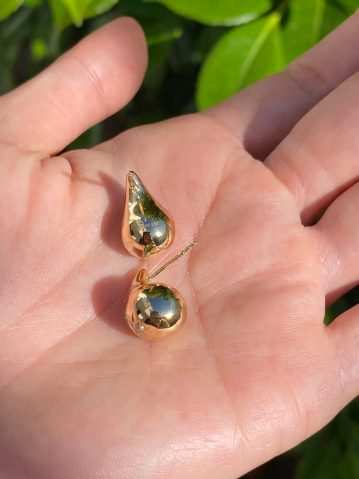 14k solid pear tear drop star earrings