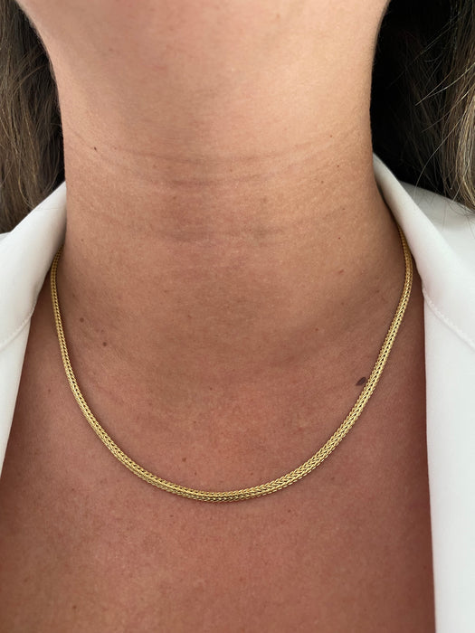 14k foxtail herringbone necklace chain 17.75”