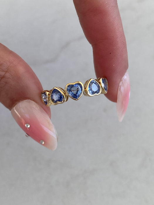 14K Gold Blue Sapphire Heart Ring Size 6.5