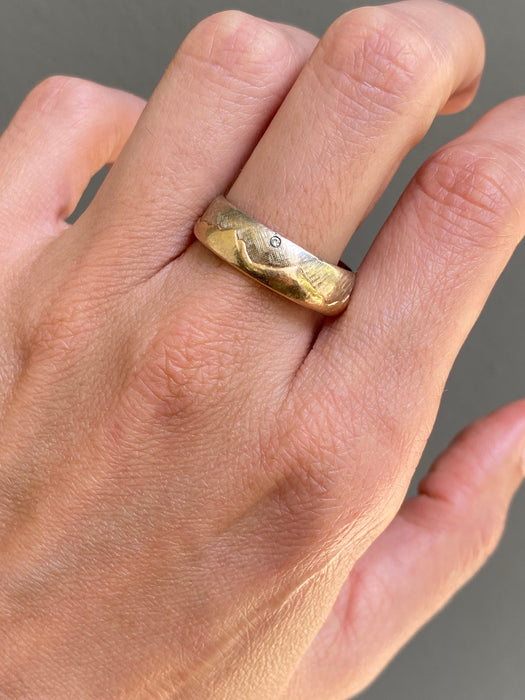Vintage 14K Two-Tone Diamond Mountain Eternity Ring Size 10